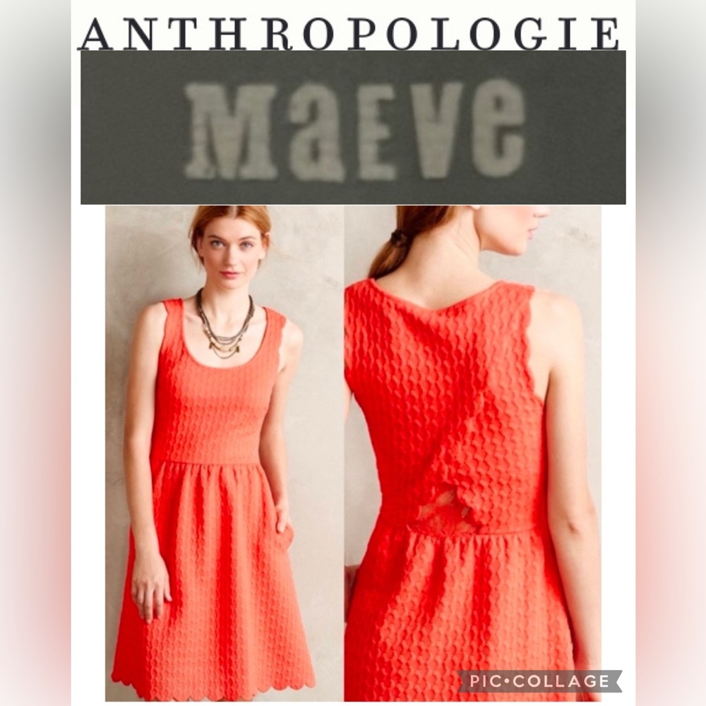 Maeve Orange Sleeveless A-line Cocktail Dress